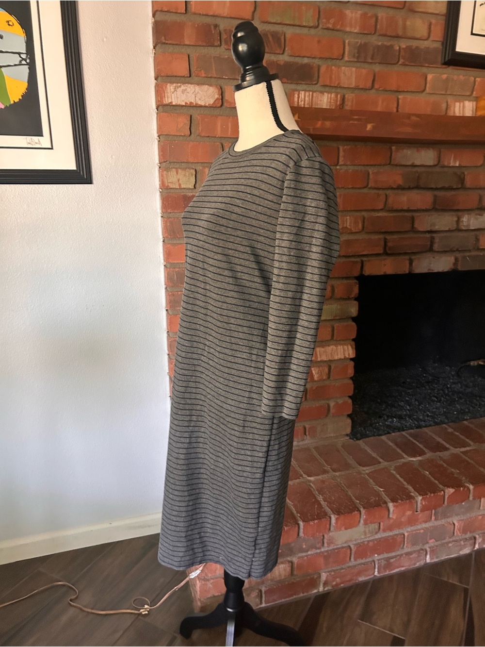 Sonnet James Reese Striped Play Midi Dress in Grey & Navy Blue Sz S - Picture 3 of 8